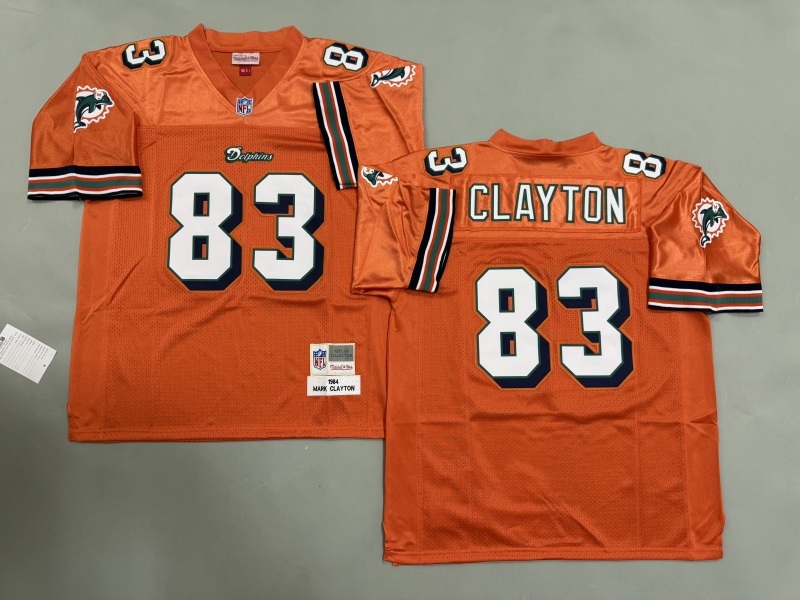 Men 2025 Miami Dolphins #83 Clayton orange Throwback Limited NFL Jersey style 001
